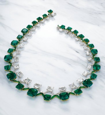 BOGHOSSIAN EMERALD AND DIAMOND DOUBLE RIVIÈRE-emeralds-signed Boghossian-designed by Edmond Chin-sold $ 7,030,800-[Christie’s - Hong Kong Magnificent Jewels - Hong Kong - 29 November 2020]