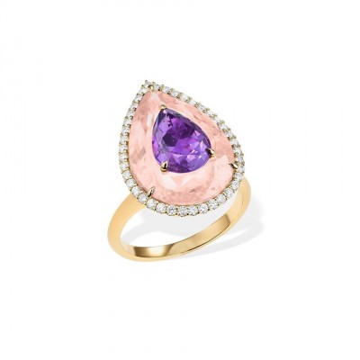 #BOGHOSSINA #bague #ring #rose quartz #amethyste #amethyst #diamond #diamant#saphir