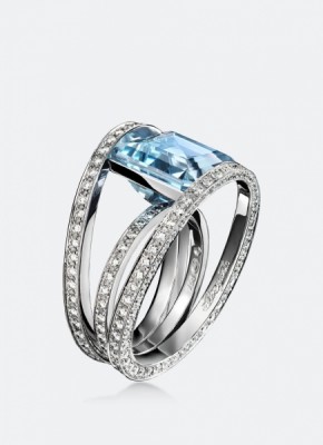 BREGUET-bague-Reine des Alpes-diamants-aigue marine