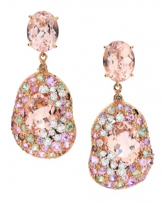 BRUMANI-collection Panache -boucles d'oreilles-diamants-diamants bruns-morganite- saphirs