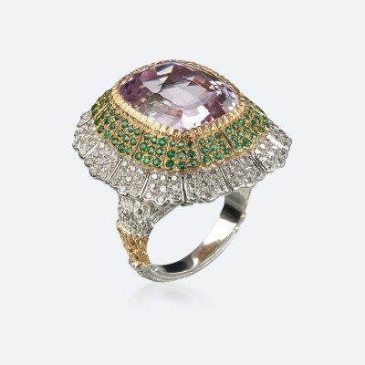 BUCCELLATI-Kunzite-Emeraudes-diamants