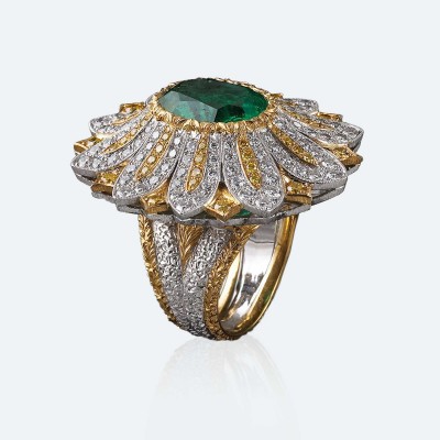 BUCCELLATI-diamants-emeraude-diamants jaunes