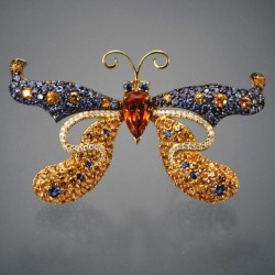 BUZZ and BERNARDINE brooch-spessartite-benitoite
