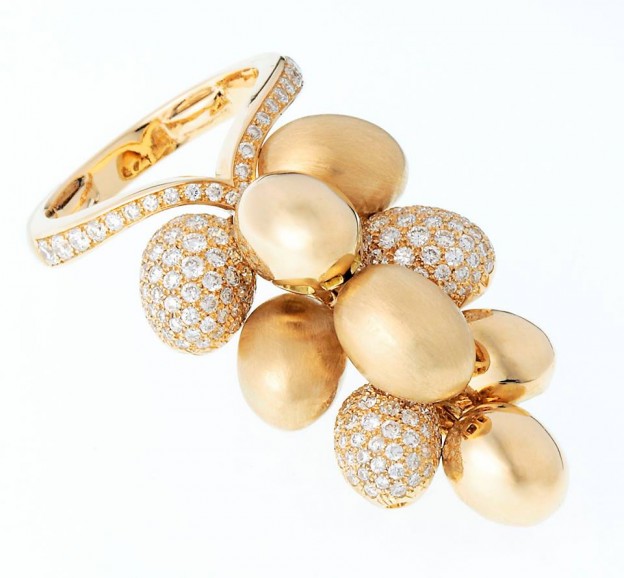 BY FLAVIE-Collection Grappe, bague or jaune, diamants