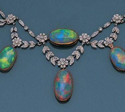 #BelleEpoque #Opal #Diamond #Necklace #Circa 1900