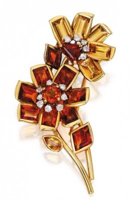 CARTIER-Broche-or-diamants-citrines-circa 1945