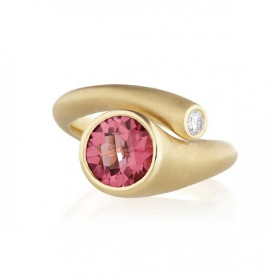 CARELLE-tourmaline rose-diamant-or jaune-bague