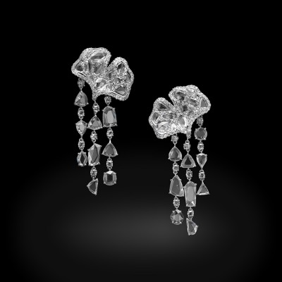 CARNET-boucles d'oreilles Frosted Gingko Earrings-diamants
