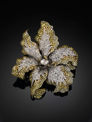 CARNET-broche Sunkissed Brooch-diamants balncs-diamants jaunes-or-platine