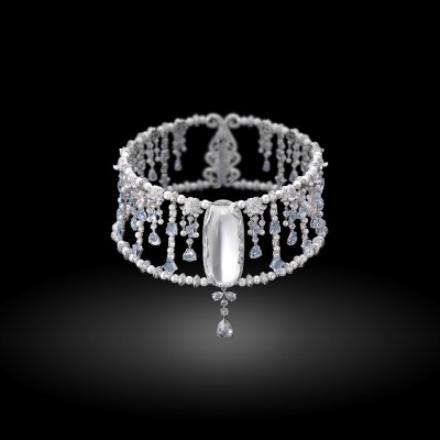 CARNETIcy Radiance Chocker-perle blanchs-aigue marine-saphirs-pierre de Lune-diamants