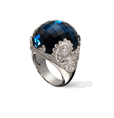 CARREA Y CARREA-Bague Aqua-Topaze bleue, diamants