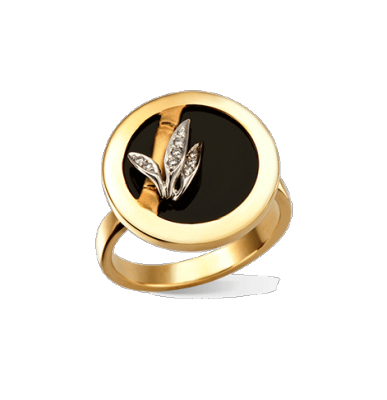 CARREA Y CARREA-Bague Baile de bambu, onyx, diamants