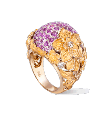 CARREA Y CARREA-Bague Emperatriz Bouquet-saphirs rose-diamants