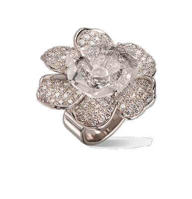CARREA Y CARREA-Bague Gardenias-cristal de roche, diamants