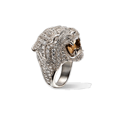 CARREA Y CARREA-Bague Tigre, collection Bestiario-quartz fumé-diamants