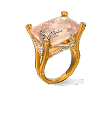 CARREA Y CARREA-Bague coktail Bambu quartz rose diamants
