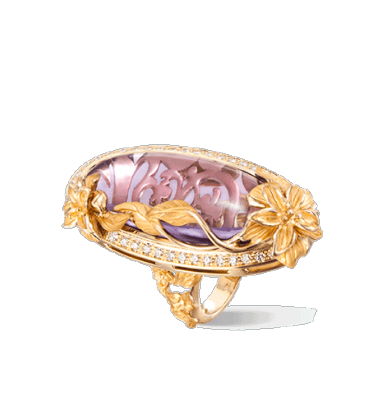 CARREA Y CARREA-Bague maxi Cascada, amethyste-diamants
