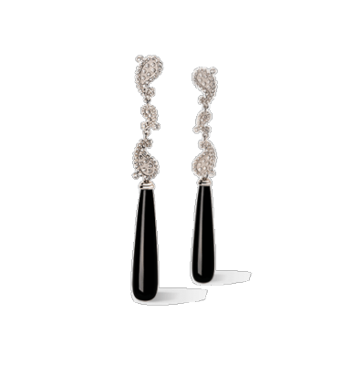 CARREA Y CARREA-Boucle d'oreille Aqua-onyx-diamants