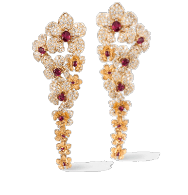 CARREA Y CARREA-Boucle d'oreille Orquideas, rubis diamants