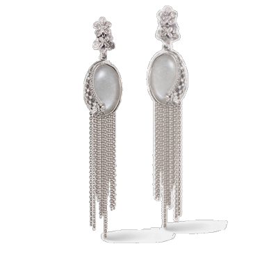 CARREA Y CARREA-Boucle d'oreille Sierpes, diamants pierre de Lune