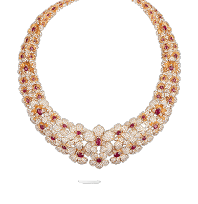 CARREA Y CARREA-Collier Orquideas, rubis-diamants