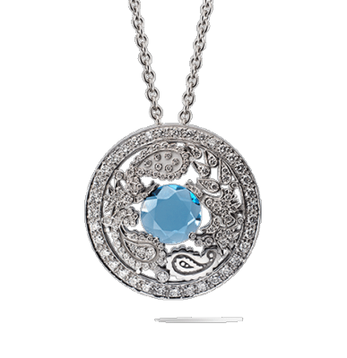 CARREA Y CARREA-Pendentif Aqua, Topaze bleue, diamants