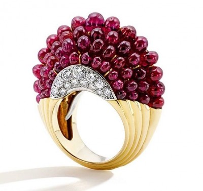 CARTIER-BAGUE BOULE-rubis-diamants