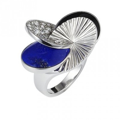 CARTIER-Bague Paris Nouvelle Vague or blanc, diamants, lapis, laque noire