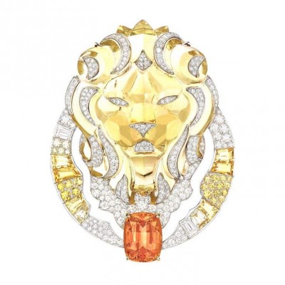 CHANEL-Lion Solaire-broche-citrine-diamants
