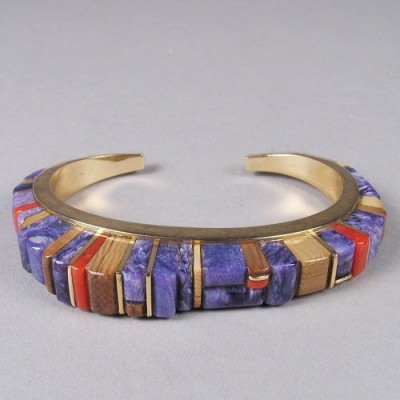 CHARLES LOLOMA-charoite-corail- oeil de tigre-ivoire fossilisé-1980
