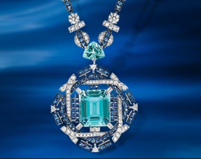 CHAUMET-collection lumiere d'eau-collier aigue marine- diamants-saphirs