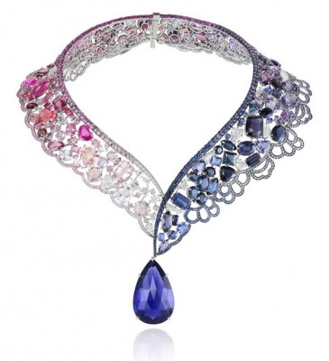 CHOPARD-Collection Disney collier Belle-tanzanites-saphirs-améthyste-diamants