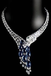 CARTIER-Collection Panthère-collier-platine-saphir-onyx-émeraude-diamants
