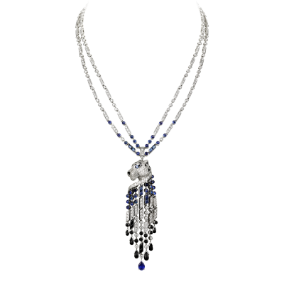 CARTIER-Collection Panthère-collier-platine-onyx-saphirs-diamants