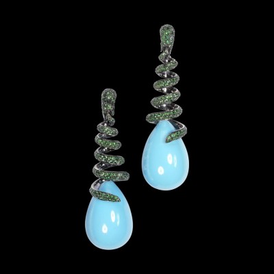 DE GRISOGONO- BO Collection Melody of Colours or blanc Emeraudes Turquoise