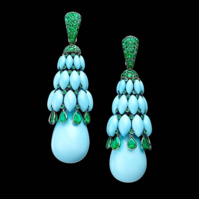 DE GRISOGONO- BO Collection Melody of Colours or blanc Emeraudes et Turquoise