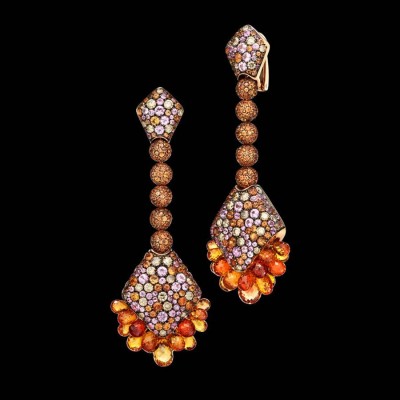 DE GRISOGONO- BO-Collection Melody of Colours-or rose-Saphir rose-orange-diamants bruns