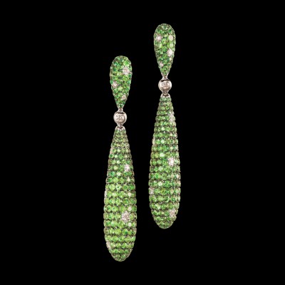 DE GRISOGONO- Collection Gocce-Or gris-Tsavorites-Diamants