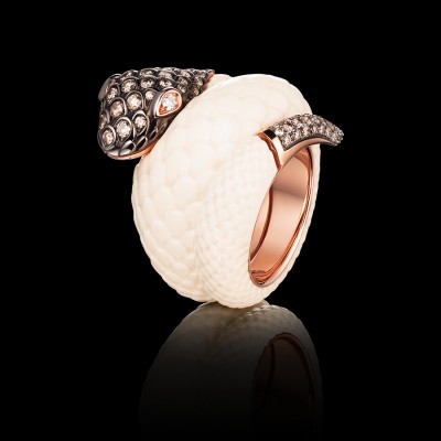 DE GRISOGONO- Collection Mascote-Or rose-Diamants bru-ivoire de Mamouth