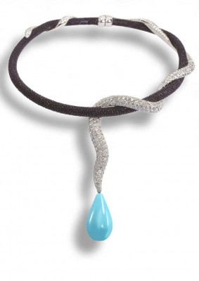 DE GRISOGONO-Turquoise- diamants noirs et blancs