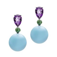 #DE GRISOGONO #White gold #Emeralds #Turquoise #Earrings