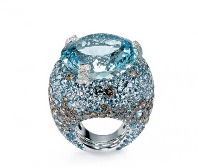 E GRISOGONO #bague #ring #aquamarine #diamonds #Melody of Colours collection #aigue-marine #iamant
