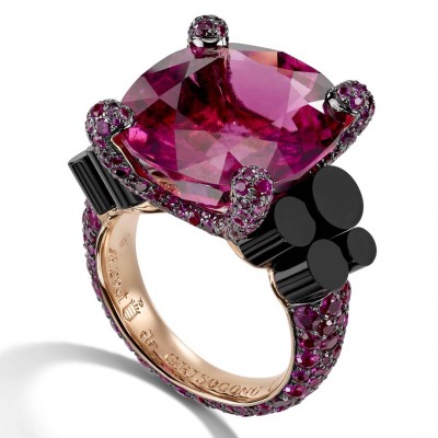 DE GRISOGONO-rubellite-onyx-ring