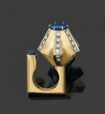 #DIN VANH #bague #or #diamants #Lapis Lazulis