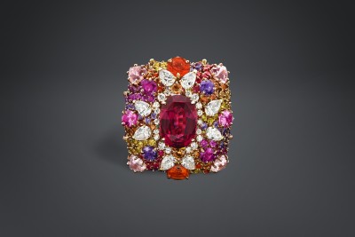 DIOR-Collection dear-bague Guipure framboise brodée