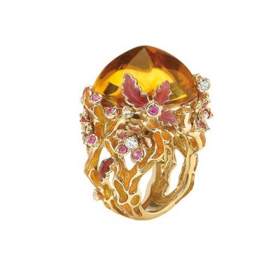 DIOR-Dior Collection Diorella-or jaune-diamants-citrines-saphir roses-laque