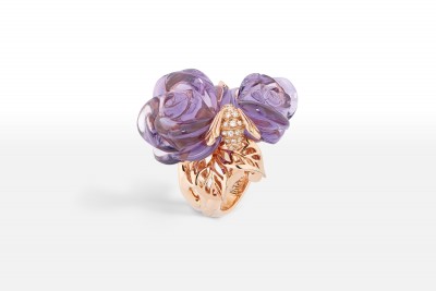 DIOR-bague rose-pré catélan-or rose-améthyste-diamants