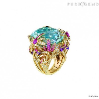 DIOR-collection-Incroyables et Merveilleuses-libellule-or jaune-diamants-aigue-marine-améthystes-saphirs roses