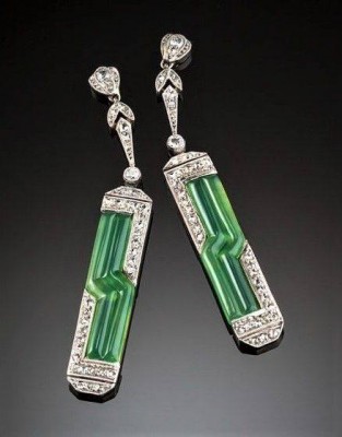 #Earrings #Diamonds #Chrysoprase #ArtDeco