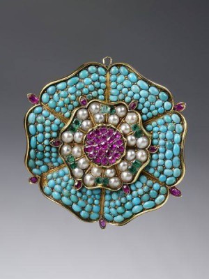 #English #Brooch #Turquoises #Rubies #Emeralds #Pearls #Circa 1835